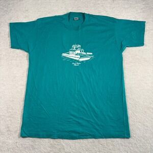 Fruit of the Loom T-Shirt Mens XXL Teal Pearl Harbor Ford Island Navy Vintage